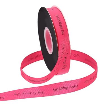 Imagem de PATIKIL Fita de gorgorão personalizada, 65/81 cm x 40 metros, fita de poliéster perfeita para festas de fim de ano, decoração de casamento, embrulho de presente, rosa choque