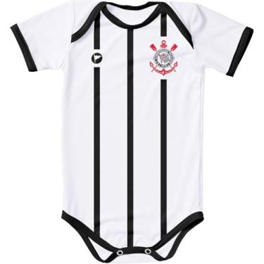 Imagem de Torcida Baby Body Corinthians Listrado UV, Branco e Preto, Infantil (M)