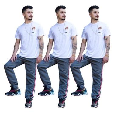 Imagem de 3 Calça Masc Tactel Agasalho Inverno Esportiva 073 - J94, 3 cinza, Esc