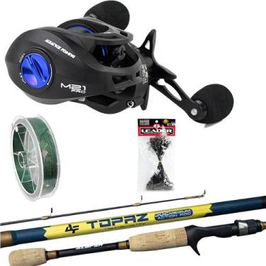 Imagem de Kit 15kg Carretilha Anti Cabeleira Vara de Carbono e Leader - Albatroz