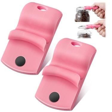 Imagem de Pacote com 2 abridores de potes de conserva com ímãs, abridor de frascos de vidro para tampas de conservas, para tampas de boca regular e larga, ímã poderoso para fácil armazenamento na geladeira