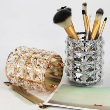 Imagem de Porta-Canetas de Maquiagem de Cristal Luxuoso Nobre - Decorativo para Penteadeira, Sala de Estar e Mesa de Jantar (Aleatorio,1Pcs)