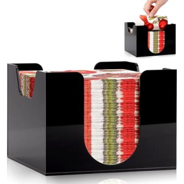 Imagem de Suporte de guardanapo de coquetel de acrílico para guardanapo de 13 x 12 cm suporte de guardanapo de barra preta suporte de guardanapo de papel quadrado suporte de toalha de hóspede dispensador de