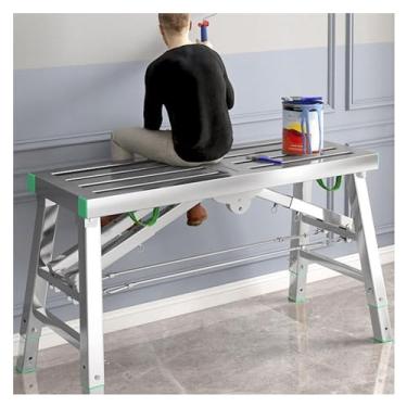 Imagem de Plataforma de trabalho de altura ajustável escada de andaime dobrável portátil capacidade de 400 kg - torre de andaime dobrável estrutura de aço carbono