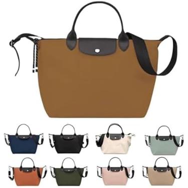 Imagem de Bolsa de mão feminina, bolsa transversal de nylon impermeável com alça longa, bolsa de ombro multifuncional bolsa de ombro durável (marrom, média)
