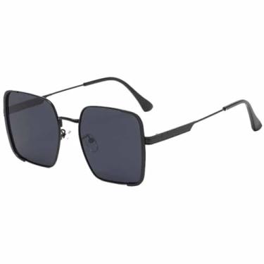 Imagem de HPIRME Óculos de grau masculinos e femininos com armação grande, estilo vintage, para dirigir, com proteção UV400 (preto e cinza).