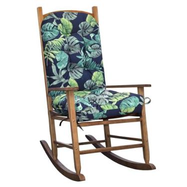 Imagem de TESICA Almofada impermeável para cadeira de balanço, almofadas de cadeira de pátio, almofadas de cadeira tufadas para móveis de balancim, ambientes internos e externos, verde-marinho