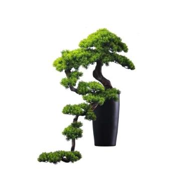 Imagem de Plantas falsas ornamentos de árvore para casa, sala de estar, escritório, hotel, decoração simulação de pinheiro em vaso com vaso