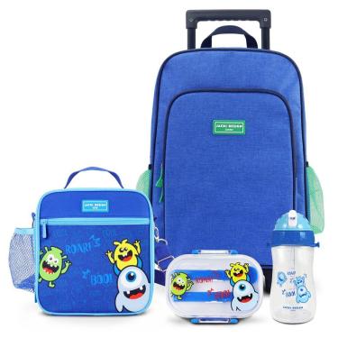 Imagem de Kit Infantil 4pçs - Bolsa Térmica, Pote P/ Lanche 400ml, Garrafa 460ml E Mochila De Carrinho