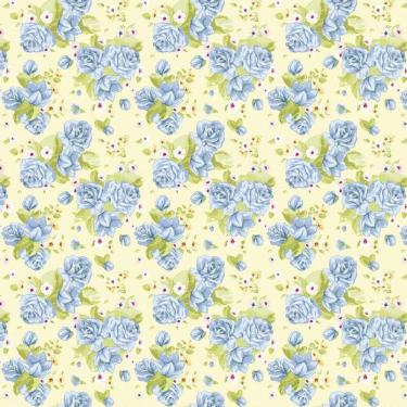 Imagem de Papel De Parede Flores Azul E Amarela Adesivo Sala Cozinha