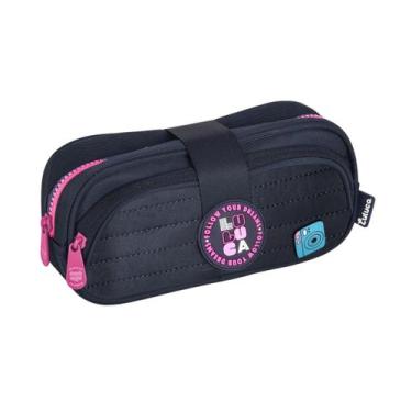 Imagem de Estojo Duplo Escolar Luluca Infantil Juvenil Preto Matelassê - UP4YOU