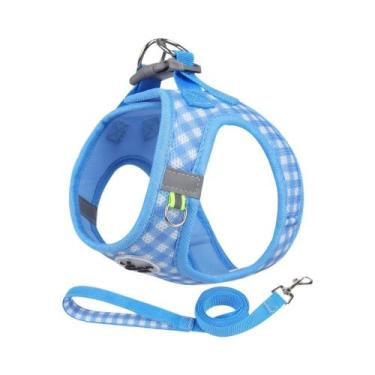 Imagem de Coleira Refletiva Respirável Com Estampa Xadrez Para Cães E Gatos De P