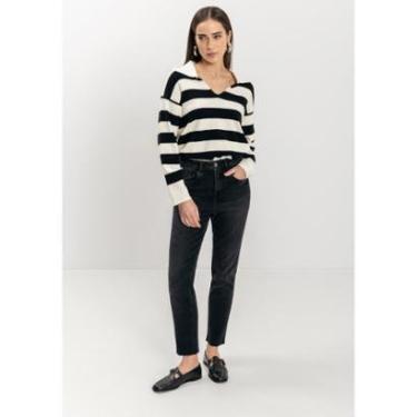 Imagem de Calça Mom Jeans Comfort Com Cintura Alta E Barras A Fio-Feminino