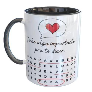 Imagem de Caneca Porcelana Gravidez Caça Palavras Papai - Pense Canecas, Preto