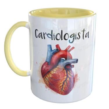 Imagem de Caneca Porcelana Cardiologista Médico - Pense Canecas, Amarelo
