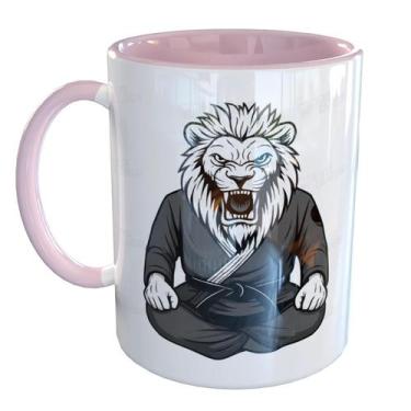 Imagem de Caneca Porcelana Jiu Jitsu Lutador O Chão - Pense Canecas, Rosa Claro