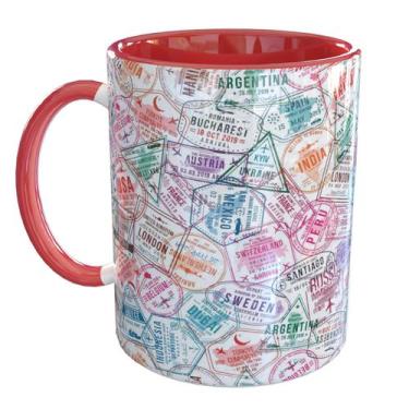 Imagem de Caneca Porcelana Turismo Viajar Pelo Mundo - Pense Canecas, Vermelho