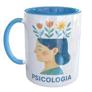 Imagem de Caneca Porcelana Psicologia Florescendo - Pense Canecas, Azul Claro