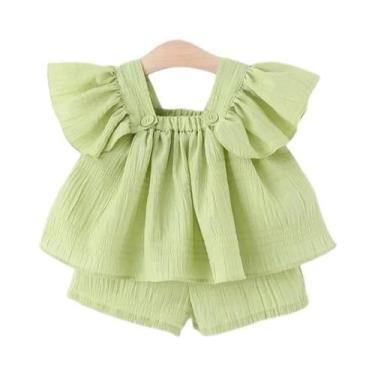 Imagem de Conjunto De Roupa Para Meninas Recém-Nascidas Em Cor Sólida, Top E Cal