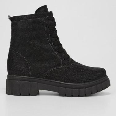 Imagem de Coturno Infantil Menina Fashion Lurex Menina, Preto, 32