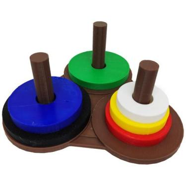 Imagem de Jogo Torre De Hanói 6 Discos Níveis Brinquedo Educativo - Pupa 3D