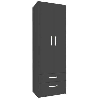 Imagem de Guarda Roupa Atalaia 2 Portas 2 Gavetas Solteiro Evidencia Cor Preto, 