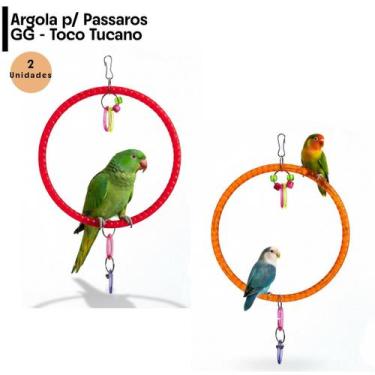 Imagem de 2 Brinquedos Argola Balanço GG Papagaio Calopsita - Gaiolas e Viveiros