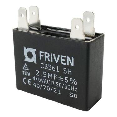 Imagem de Capacitor Caixa Preto 2.5 Uf 440v Quadrado - Friven
