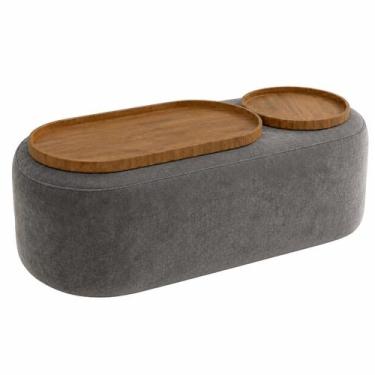 Imagem de Mesa de Centro Madrid Tecido Veludo House Decor Cor Cinza, Cinza