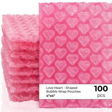 Imagem de 100 Unidades de Sacos Almofadados em Forma de Coração 10x10 cm, Vermel