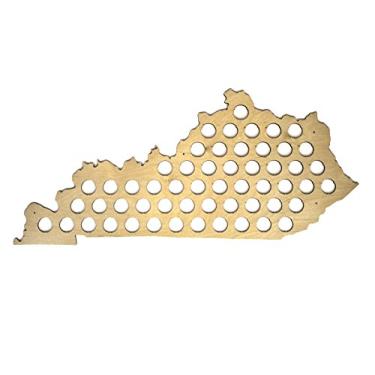 Imagem de Mapa de bonés de cerveja All 50 States – Madeira de bordo semibrilhante – Oficina de horizonte – Feito nos EUA!, Wood Grain, Kentucky, 1