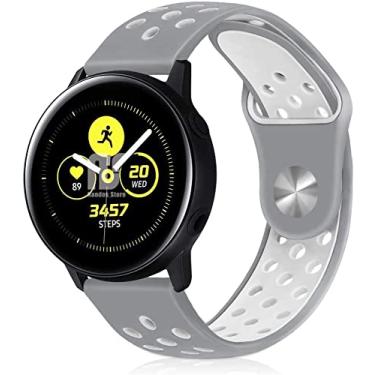 Imagem de Pulseira Nandos-Store compatível com Samsung Galaxy Watch 42mm / Active and Gear S2 (Cinza com branco nk)