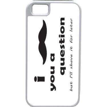 Imagem de Rikki KnightTM I Mustache you a Question White Tough-It Case Cover for iPhone 4 & 4s (Double Layer case with Silicone Protection) Universal: Verizon - Sprint - AT&T-Unisex