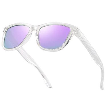 Imagem de Óculos de sol polarizados femininos masculinos moda condução óculos de sol para óculos de pesca masculino designer gafas uv400, roxo transparente, como imagem