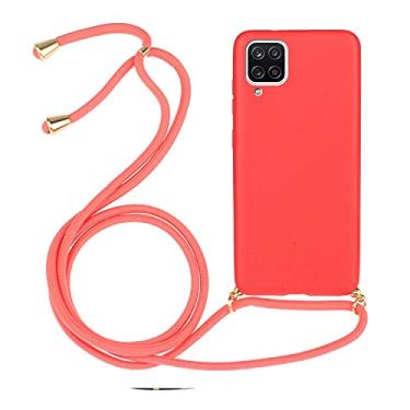 Imagem de Mobile phone accessories Para o material de palha de trigo Samsung for Galaxy A12 + estojo protetor de TPU com cordão phone case