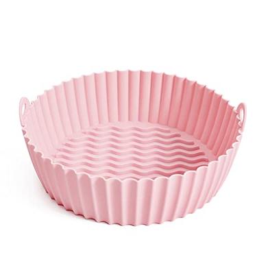 Imagem de FUYTERY Forro de Silicone Fritadeira a Ar Forro Reutilizável Resistente ao Calor Pergaminho (Para 3 a 5 QT) (8.5”, Rosa)