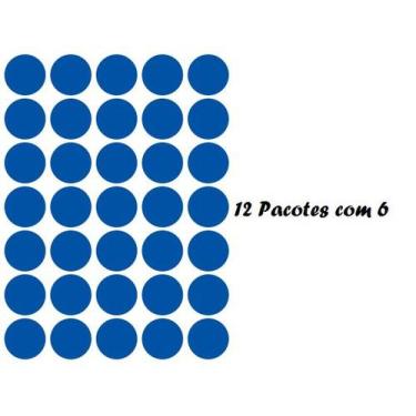 Imagem de Etiqueta Multiuso Bolinha Colacril Azul - Kit C/12 72 Fls 0,19mm