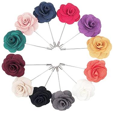 Imagem de Geek-M Broche de lapela masculino feito à mão flor de flor de flor de flor para terno casamento noivo pacote de 12, tamanho único, One Size