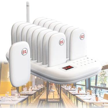 Imagem de Sistema Pager Restaurante,Campainhas Para Restaurante Longo Alcance,Sistema De Paginação Sem Fio,Tela Sensível Ao Toque,16 Pagers 1km Transmissão 2 Modos De Vibração