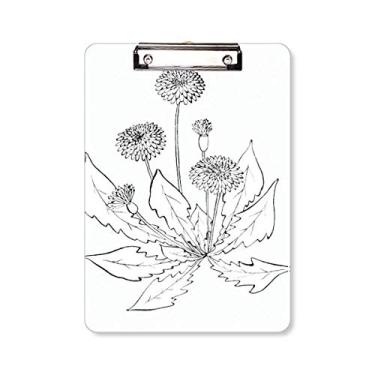 Imagem de Prancheta de dente-de-leão florescendo flores pretas brancas pasta, bloco de notas A4