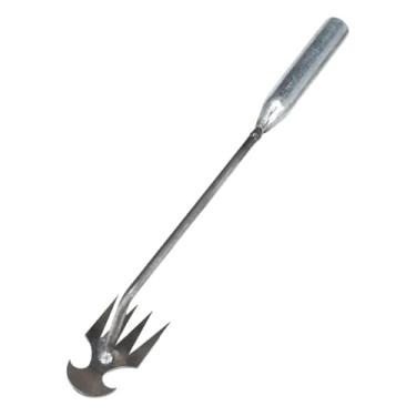 Imagem de Fenteer Ancinho de jardim ferramenta de capina mão enxada erva daninha puxando ferramenta durável versátil removedor para quintal capina afrouxamento, Prata 27cm