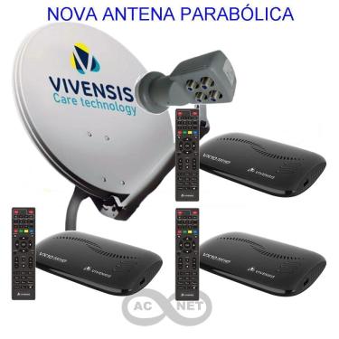 Imagem de Antena Parabolica 60 cm + 3 Aparelhos Vivensis VX10