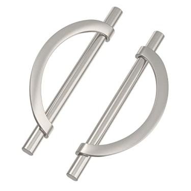 Imagem de 9BUILD Pacote com 10 puxadores de armário de cozinha de níquel acetinado escovado, puxadores de armário de meia lua, puxadores de cozinha para armários, ferragens de armários, puxadores de cômoda de níquel, puxador de gaveta