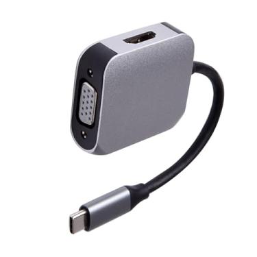 Imagem de MOOKEENONE Extensor VGA compatível com USB C para HDMI, adaptador de estação de ancoragem para laptop, 4K@30Hz