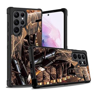 Imagem de BWOOLL Capa para Galaxy S23 Ultra, capa protetora contra quedas de silicone macio à prova de choque para Samsung Galaxy S23 Ultra 5G, caça de pato, camuflagem, espingarda, balas, chamariz