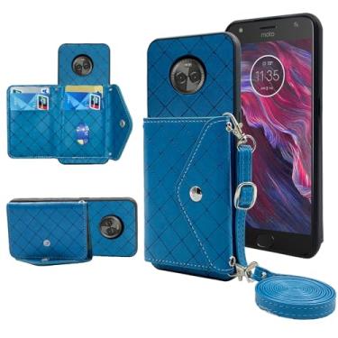 Imagem de Furiet Capa carteira compatível com Motorola Moto X4 com alça de ombro transversal, suporte de couro para cartão de crédito, capa para celular MotoX4 X 4ª geração 4X 4 gerações, Android One XT1900-1,