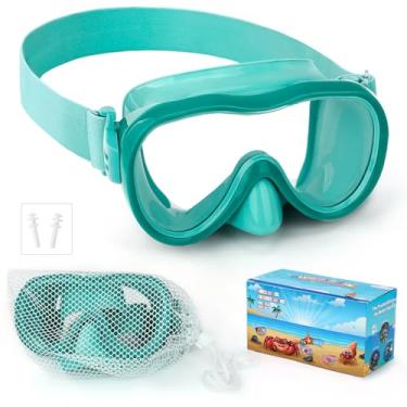 Imagem de Óculos de natação para crianças, óculos de mergulho antivazamento com capa de nariz e alça de tecido elástico, óculos de natação com proteção UV para crianças, meninos, meninas