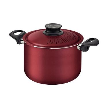Imagem de Espagueteira Paris Antiaderente Starflon Max Com Tampa De Alumínio Vermelho 24 Cm 7,3 L