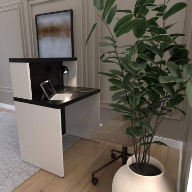 Imagem de Balcão de Atendimento para Recepção - Pequeno 80cm de Largura Branco/Preto