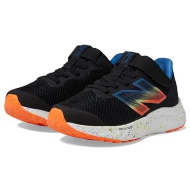 Imagem de New Balance Tênis de corrida unissex infantil Fresh Foam Arishi V4 elástico com alça superior, Preto/Ágata Azul/Laranja Blaze, 3 Little Kid